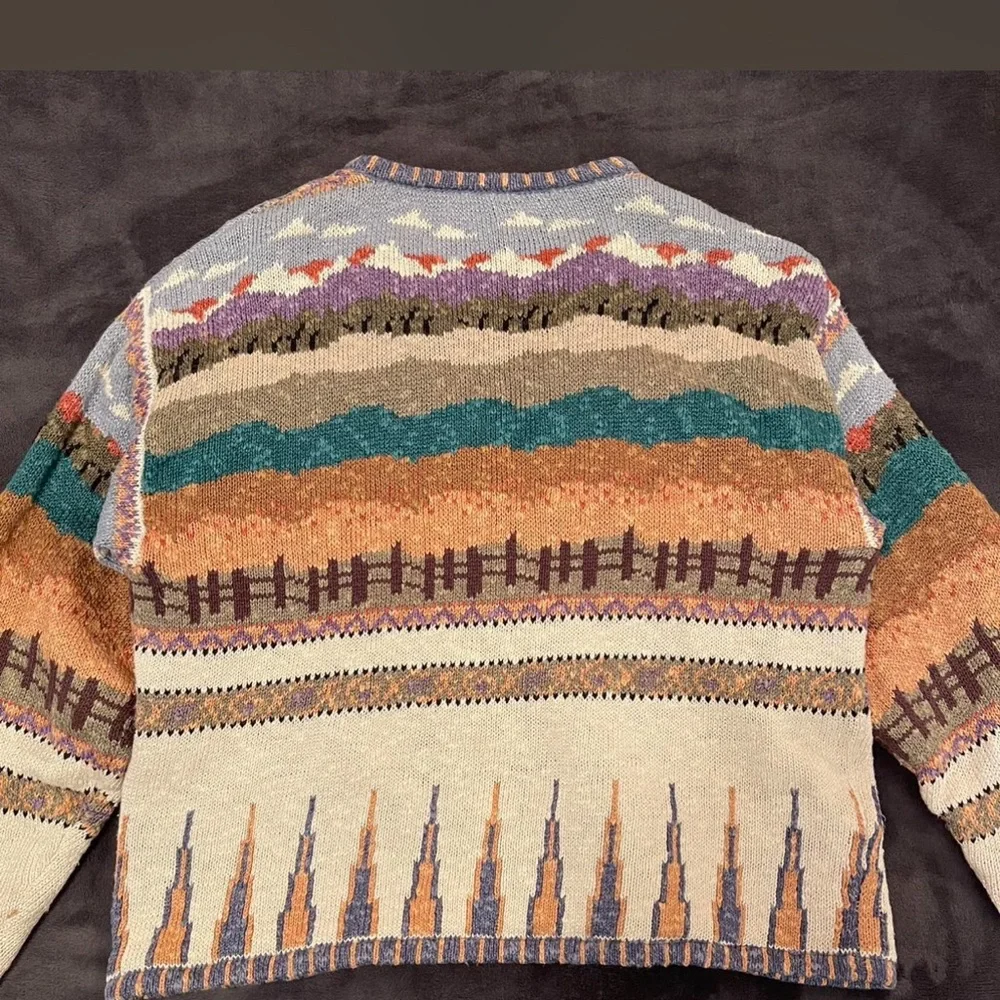 Icelandic Designs Colorful Horse pony western Pattern Cardigan M EUC - Picture 7 of 12